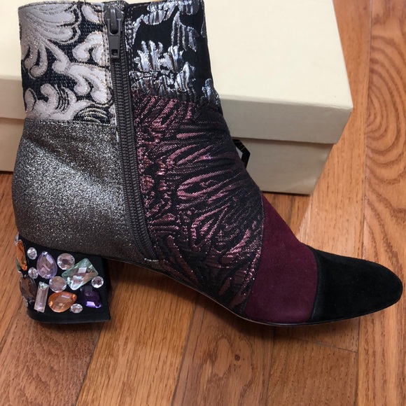 Rare Anthropologie Bettye Mueller Cyd patchwork boho booties ankle boots - Picture 4 of 11